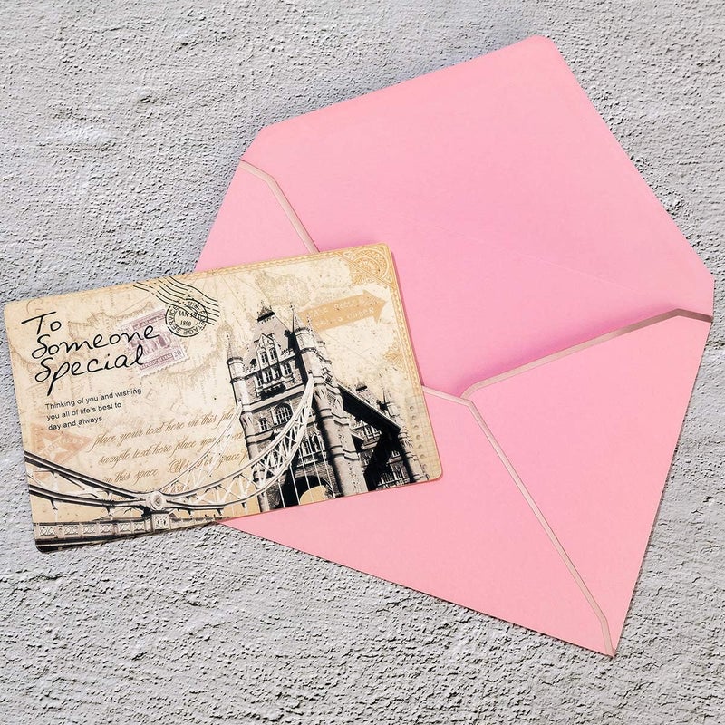 Homtable 100 Pack A7 Envelopes 5 x 7 Card Envelopes V Flap with Gold Border for Office, Wedding Gift Cards, Invitations, Graduation, Baby Shower, Parties (Pink, 5.32 x 7.28 Inches) - Image 5